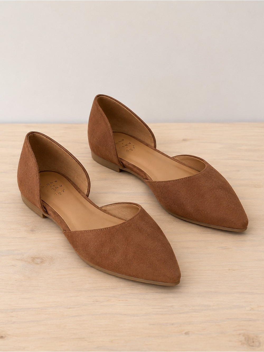 NEW A New Day Cognac Brown Faux Suede D’Orsay Flats Size 7